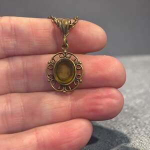 Olive Green Intaglio Necklace Extasia Romantic Scrollwork Pendant